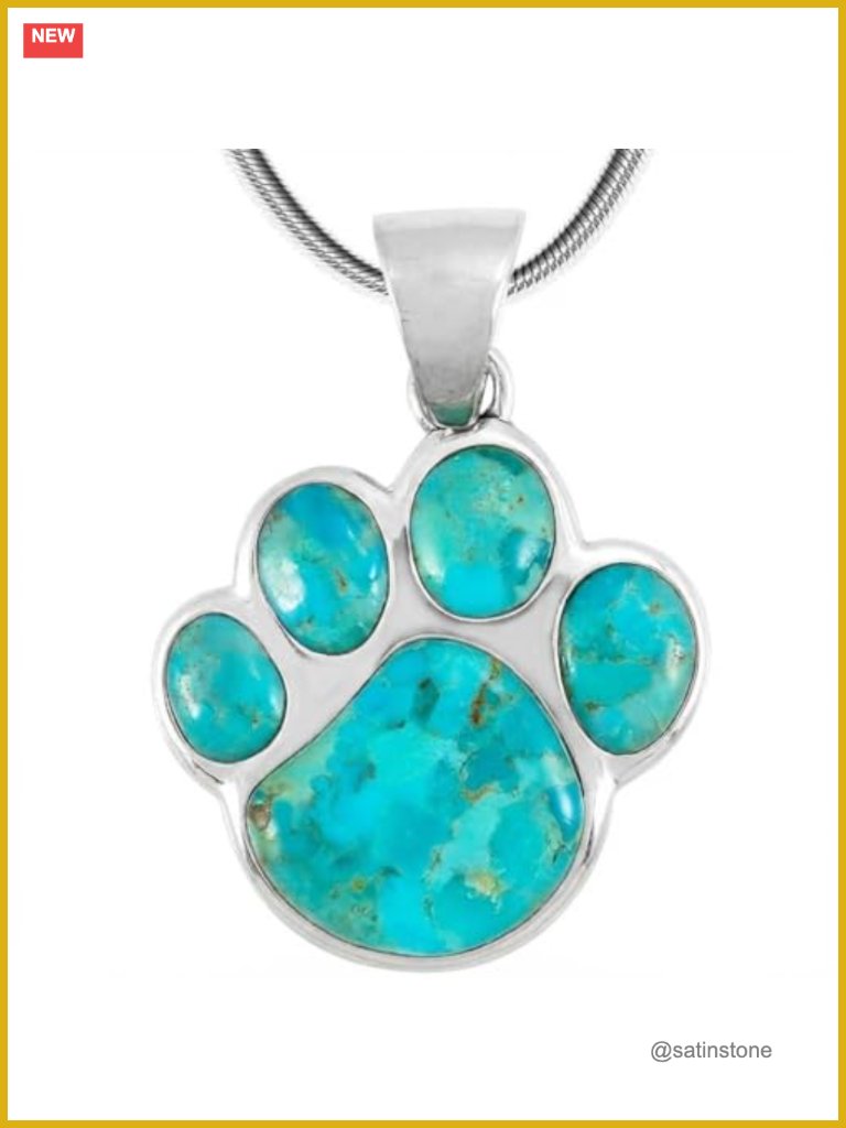 Sterling Silver Pendant Necklace With Genuine Turquoise Gemstones